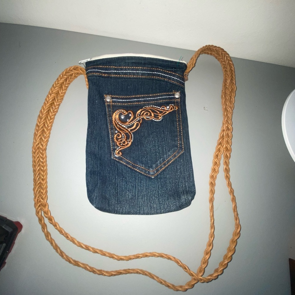 Embroidered Jeans Denim Crossbody Bag